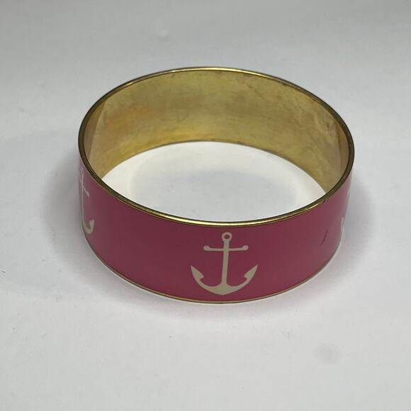 J. Crew bracelet costume signed jewelry pink bangle style anchor nautical preppy - Picture 4 of 12